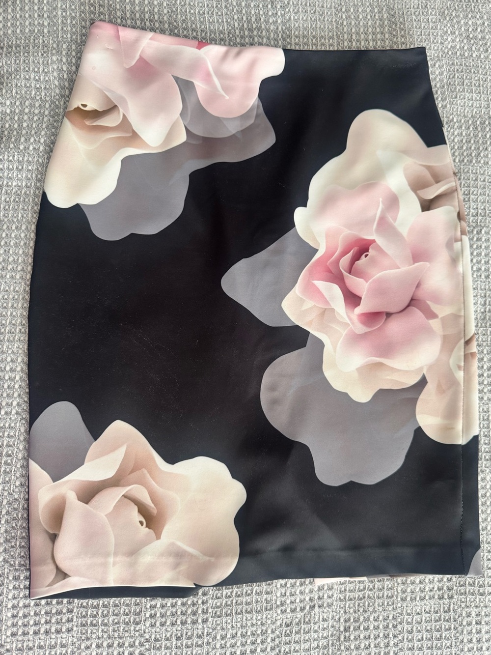 Ted Baker Black Floral Pencil Skirt with Pink Rose Print